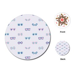 Cute Sexy Funny Sunglasses Kids Pink Blue Playing Cards (round)  by Mariart