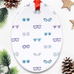 Cute Sexy Funny Sunglasses Kids Pink Blue Oval Ornament (two Sides) by Mariart