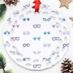 Cute Sexy Funny Sunglasses Kids Pink Blue Ornament (round Filigree) by Mariart