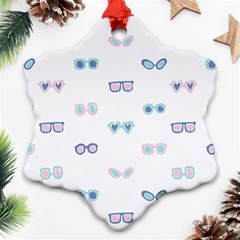 Cute Sexy Funny Sunglasses Kids Pink Blue Ornament (snowflake) by Mariart