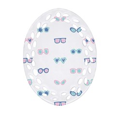 Cute Sexy Funny Sunglasses Kids Pink Blue Oval Filigree Ornament (two Sides) by Mariart