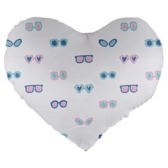 Cute Sexy Funny Sunglasses Kids Pink Blue Large 19  Premium Heart Shape Cushions