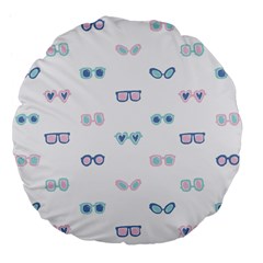 Cute Sexy Funny Sunglasses Kids Pink Blue Large 18  Premium Flano Round Cushions