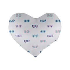 Cute Sexy Funny Sunglasses Kids Pink Blue Standard 16  Premium Flano Heart Shape Cushions by Mariart