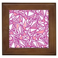 Conversational Triangles Pink White Framed Tiles by Mariart