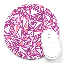 Conversational Triangles Pink White Round Mousepads