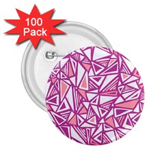 Conversational Triangles Pink White 2 25  Buttons (100 Pack) 