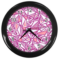 Conversational Triangles Pink White Wall Clocks (black)