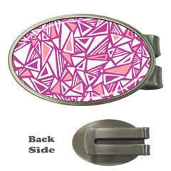 Conversational Triangles Pink White Money Clips (oval) 