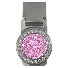 Conversational Triangles Pink White Money Clips (cz) 