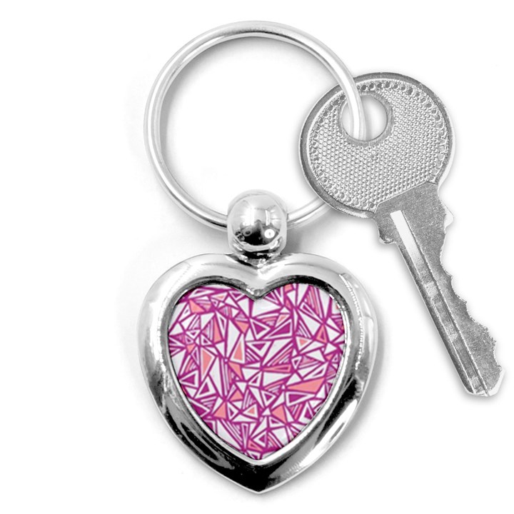 Conversational Triangles Pink White Key Chains (Heart) 