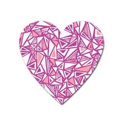 Conversational Triangles Pink White Heart Magnet