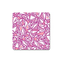 Conversational Triangles Pink White Square Magnet