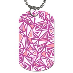 Conversational Triangles Pink White Dog Tag (one Side) by Mariart