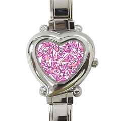 Conversational Triangles Pink White Heart Italian Charm Watch by Mariart