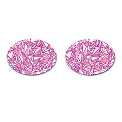 Conversational Triangles Pink White Cufflinks (oval)