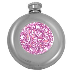 Conversational Triangles Pink White Round Hip Flask (5 Oz) by Mariart