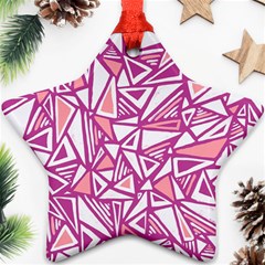 Conversational Triangles Pink White Star Ornament (two Sides) by Mariart