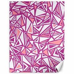 Conversational Triangles Pink White Canvas 12  X 16   by Mariart