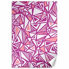 Conversational Triangles Pink White Canvas 12  X 18   by Mariart