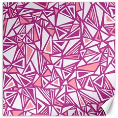 Conversational Triangles Pink White Canvas 16  X 16   by Mariart