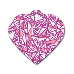 Conversational Triangles Pink White Dog Tag Heart (one Side)