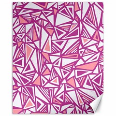 Conversational Triangles Pink White Canvas 11  X 14   by Mariart