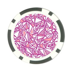 Conversational Triangles Pink White Poker Chip Card Guard