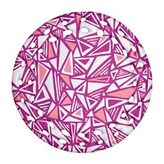 Conversational Triangles Pink White Round Filigree Ornament (two Sides) by Mariart