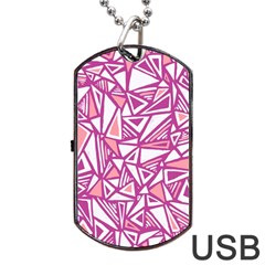 Conversational Triangles Pink White Dog Tag Usb Flash (one Side) by Mariart