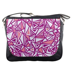 Conversational Triangles Pink White Messenger Bags by Mariart