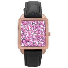 Conversational Triangles Pink White Rose Gold Leather Watch  by Mariart