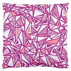 Conversational Triangles Pink White Large Flano Cushion Case (one Side) by Mariart