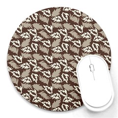 Dried Leaves Grey White Camuflage Summer Round Mousepads