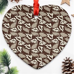 Dried Leaves Grey White Camuflage Summer Ornament (heart) by Mariart