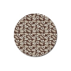 Dried Leaves Grey White Camuflage Summer Magnet 3  (round) by Mariart