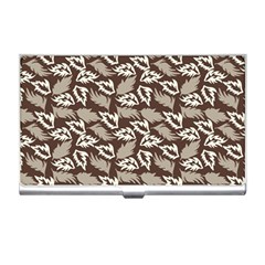 Dried Leaves Grey White Camuflage Summer Business Card Holders by Mariart