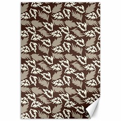 Dried Leaves Grey White Camuflage Summer Canvas 12  X 18   by Mariart