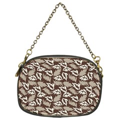 Dried Leaves Grey White Camuflage Summer Chain Purses (two Sides)  by Mariart