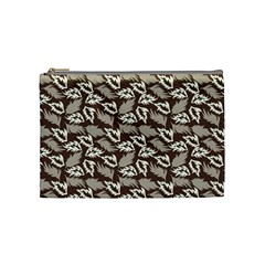 Dried Leaves Grey White Camuflage Summer Cosmetic Bag (medium)  by Mariart