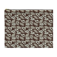 Dried Leaves Grey White Camuflage Summer Cosmetic Bag (xl) by Mariart