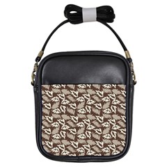 Dried Leaves Grey White Camuflage Summer Girls Sling Bags