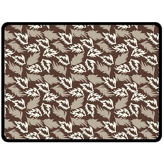 Dried Leaves Grey White Camuflage Summer Fleece Blanket (large)  by Mariart