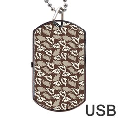 Dried Leaves Grey White Camuflage Summer Dog Tag Usb Flash (two Sides) by Mariart