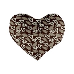 Dried Leaves Grey White Camuflage Summer Standard 16  Premium Heart Shape Cushions by Mariart