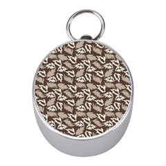 Dried Leaves Grey White Camuflage Summer Mini Silver Compasses by Mariart