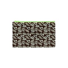 Dried Leaves Grey White Camuflage Summer Cosmetic Bag (xs)