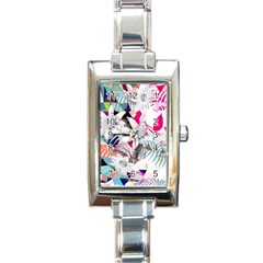 Flower Graphic Pattern Floral Rectangle Italian Charm Watch