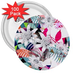 Flower Graphic Pattern Floral 3  Buttons (100 Pack)  by Mariart