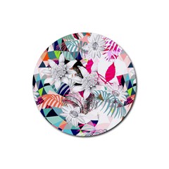 Flower Graphic Pattern Floral Rubber Coaster (round)  by Mariart